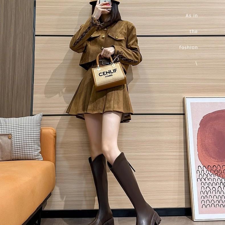 Long boots women's 2025 autumn and winter new ins thick-soled thick-heeled high knight boots, but knee-length fashion boots are versatile