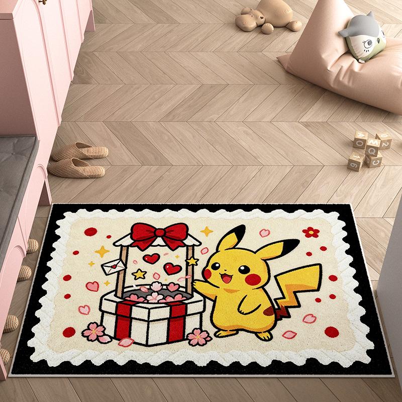 Indoor Rug, Faux Cashmere, Pikachu 3D Print, Soft Water Absorbent, Christmas Household Floor Mat