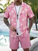Men's Pink Coconut Tree Shirt & Shorts Set - Casual Summer 2025 Collection