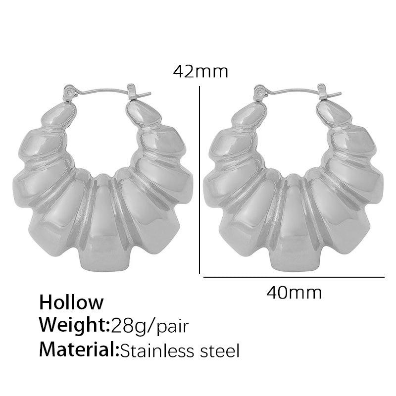 European Retro Geometric Titanium Steel Earrings, 18K Gold Plated, Stainless Steel, Concave-Convex Design for Women.