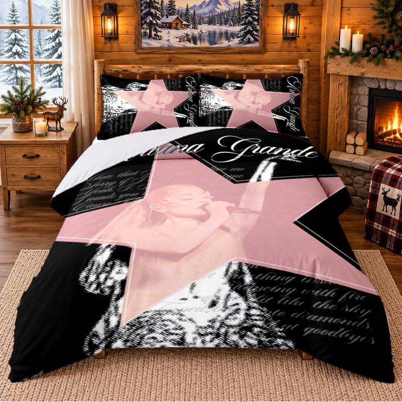 Ariana Grande Pattern Bedding 3Pcs Set Bed Sheet And Pillowcases For Indoor Bedroom