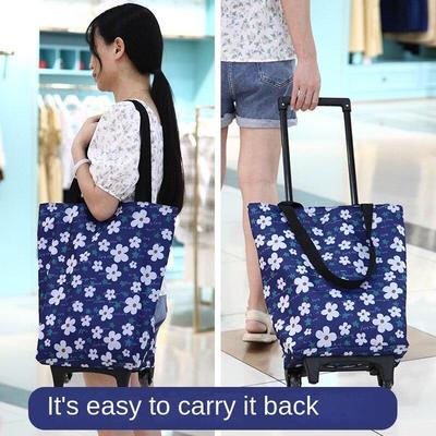 Bolsa de tela Bolsa de compras Bolsa con carrito Carro retráctil con ruedas Mercado de gran capacidad Supermercado Conveniente carrito de compras