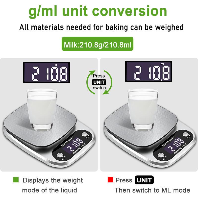 Digital Kitchen Scales 3/5/10kg Stainless Steel Weighing For Food Diet Postal Balance Measuring LCD Precision Electronic Scale