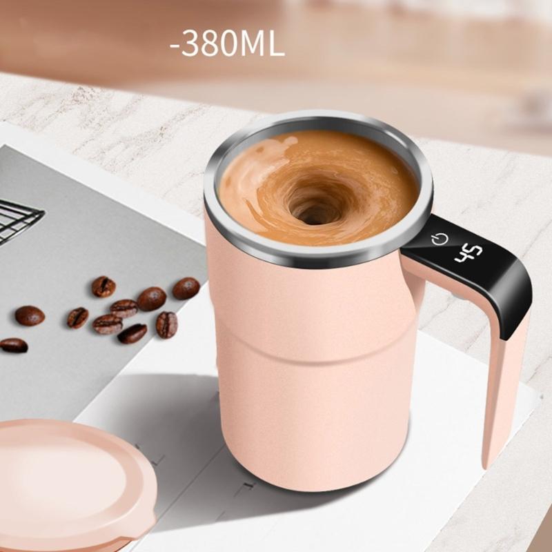 Stirring Mug 380ml Electric with LED Temperature Display Type C Fast Charging Auto Stirring Timer Coffee Cup Gift