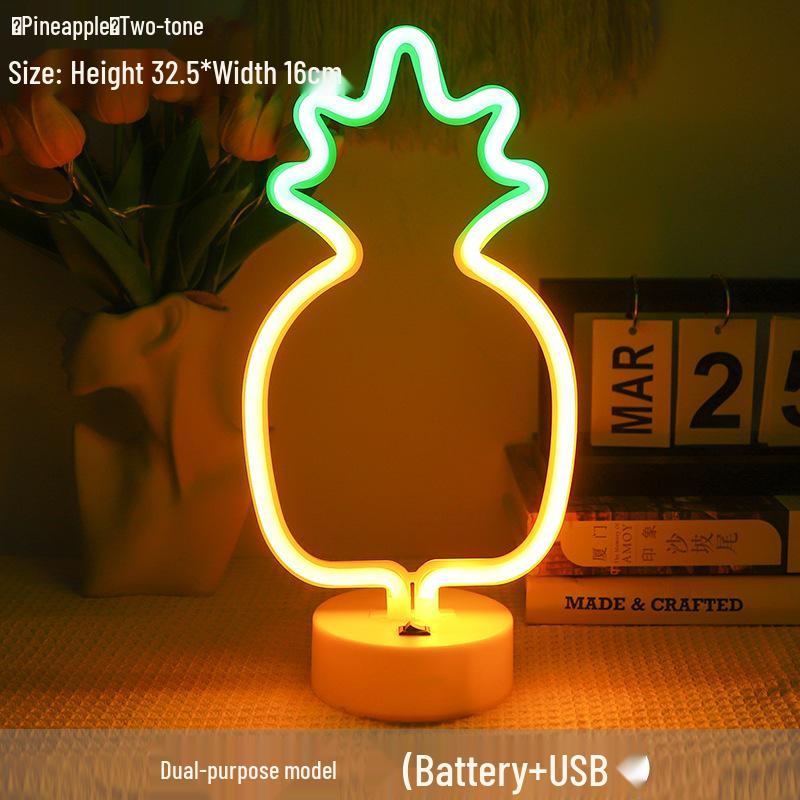 Korean Style Flamingo LED Neon Night Light - Decorative Christmas Fairy Accent with Round Base