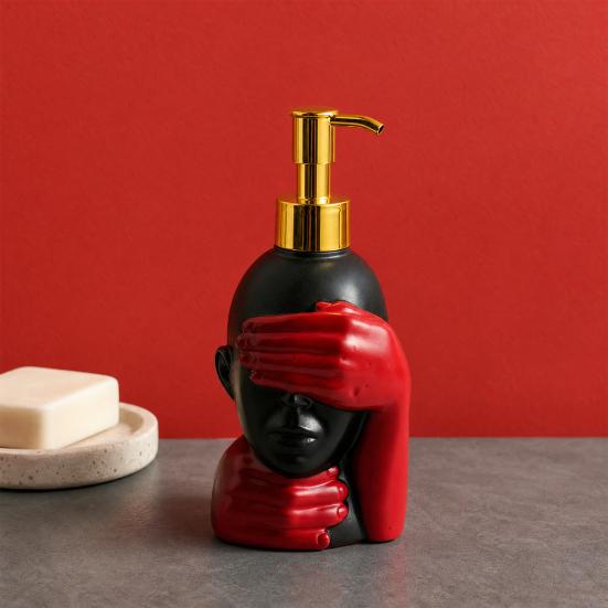 200ml Dispensing Bottle, Smooth Foaming Artistic Black Red Design Soap Bottle, Large Capacity Soap Dispenser for Bathroom Decor