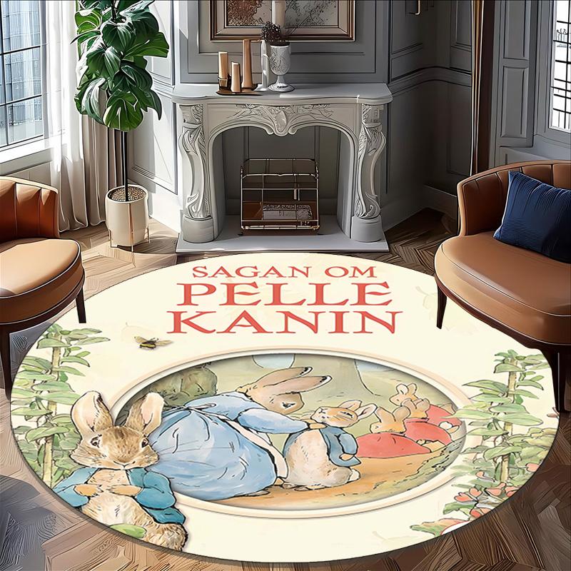 1pc Peter Rabbit2 Print Round Carpet Chair Round Carpet Suitable for Bedroom Living Room Home Decorative Carpet