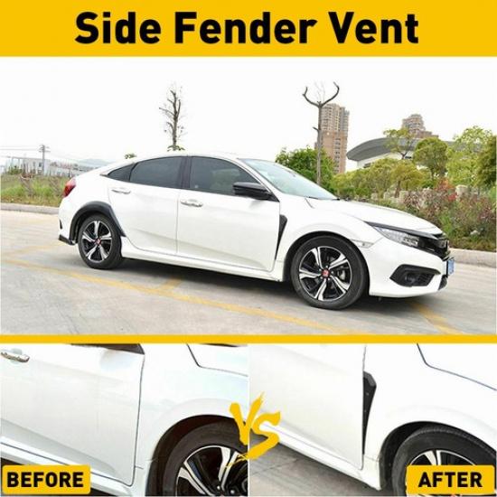 Universal Glossy Black Car Exterior Side Fender Vent Air Wing Cover Trim 2Pcs US