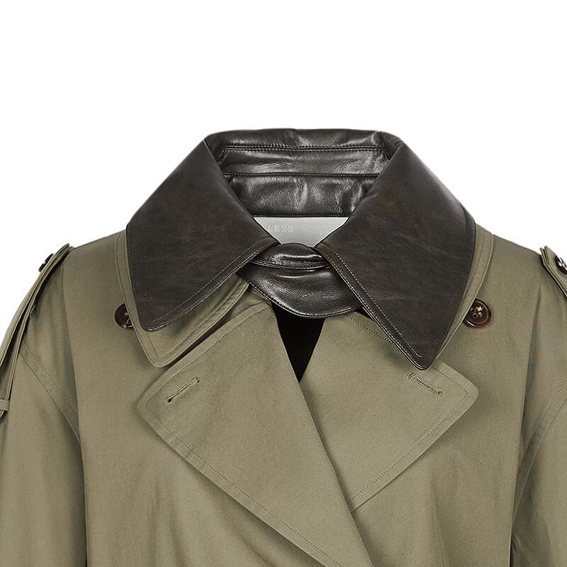Less 2025 Autumn Casual Cotton Loose H-line Long Trench Coat