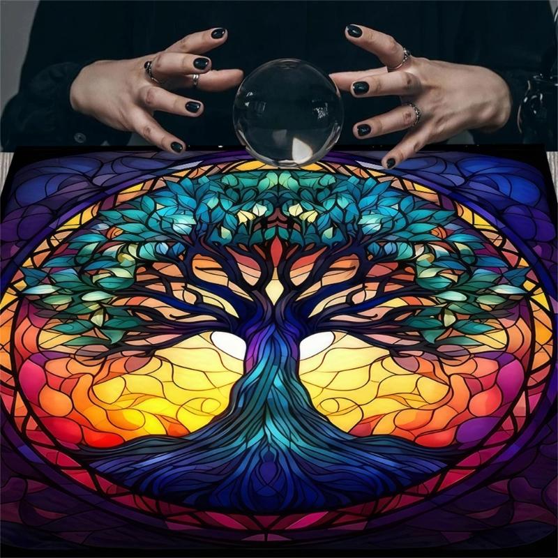 Divinations Tablecloth Circle Tree Astrology Tarots Card Tablecloth Altars Cloth Divinations Board Game Accessory