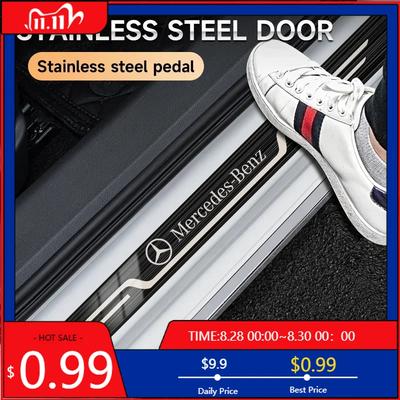 GLC GLB Car Stainless Steel Door Sill Scuff Plate For Mercedes Benz AMG CLA GLC GLK GLA A B C E Class W203 W206 W220 W205 W211