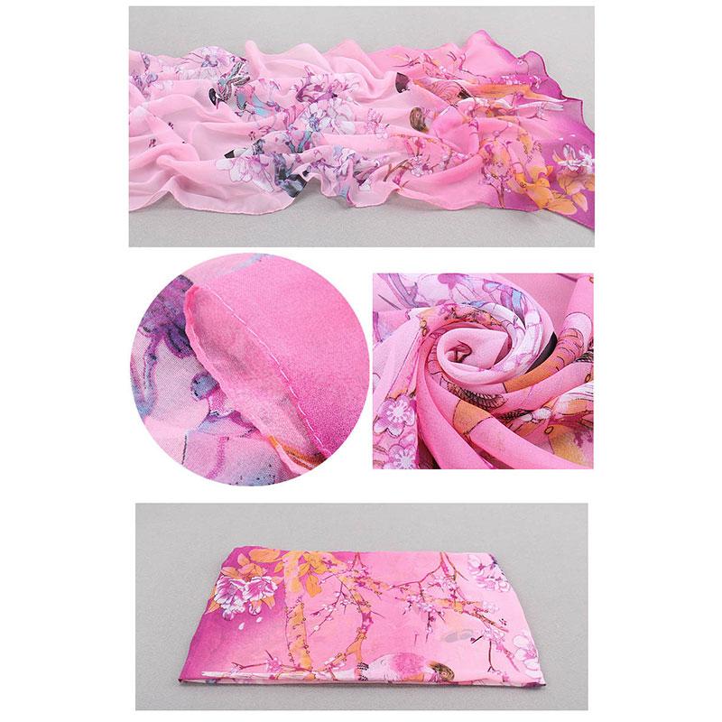1pc Chiffon Scarf 150*50cm Print Floral Multi-style Women Sunscreen Long Shawl