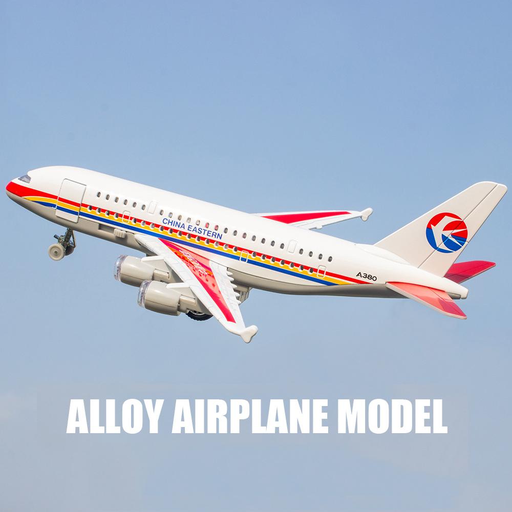 Children's Pressure Molten Metal Toy Airplane, 10-inch Original A380 Model, Audio-visual Simulation Airplane, Gift