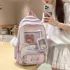 Color Block Student Schoolbag Children's Large Capacity Backpacks with Coin Purse