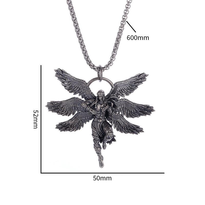 Six Winged Angel Pendant Necklace, Trendy and Personalized Accessories, Men's and Women's Retro Pendant Necklace