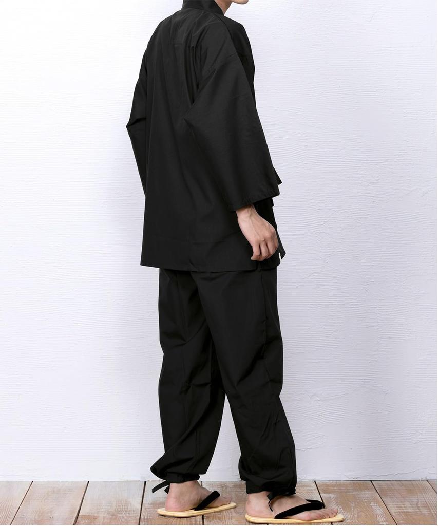 Samue for Large for Cold All Year Samue [KYOETSU] Men, Summer, Winter, Size, Men, Round, (M, Black)