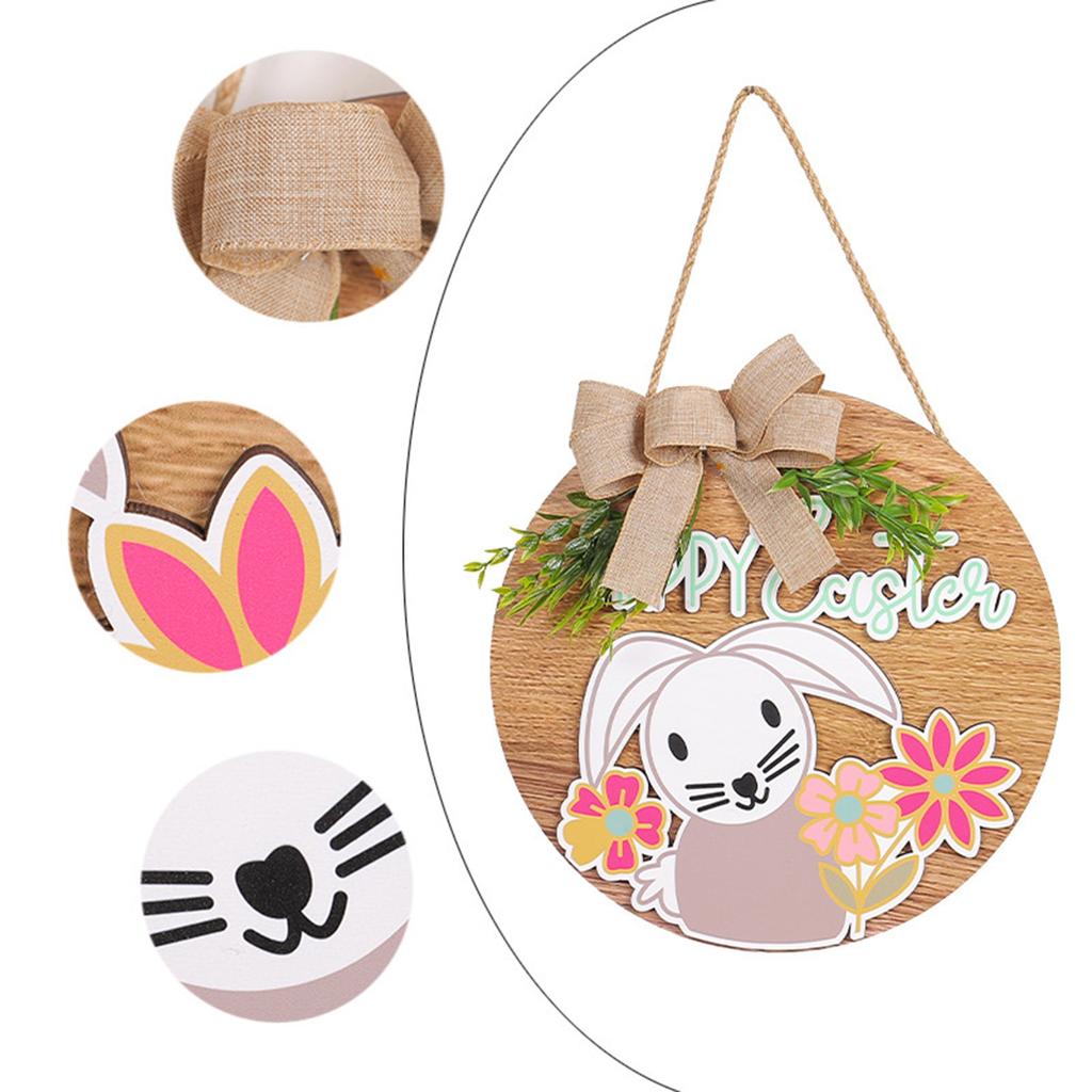 2024 Easter Wooden Sign Easter Bunny Decorative Hanging Outdoor Patio Door Hanging