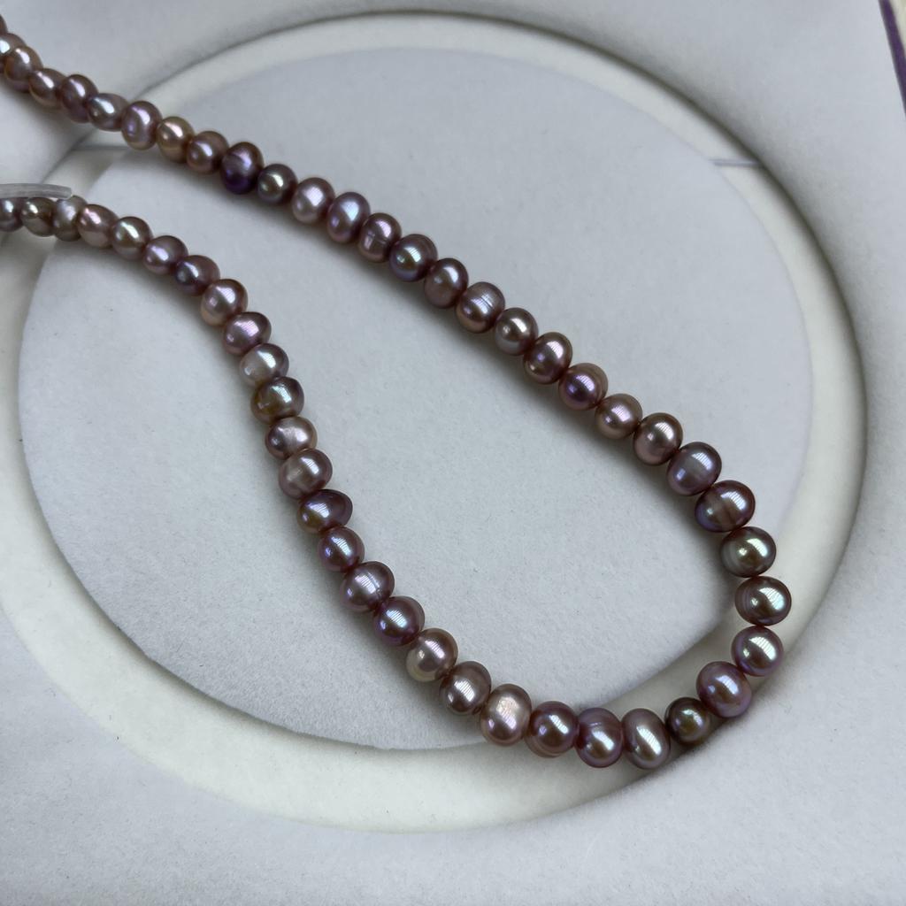 1String, Purple Pink White Natural Freshwater Pearls Beads for Jewelry Making DIY Crafts (Beads 7-8mm, Length 36cm)