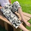 Summer Cotton Silk Polka Dot Slimming Over-the-Knee Pants