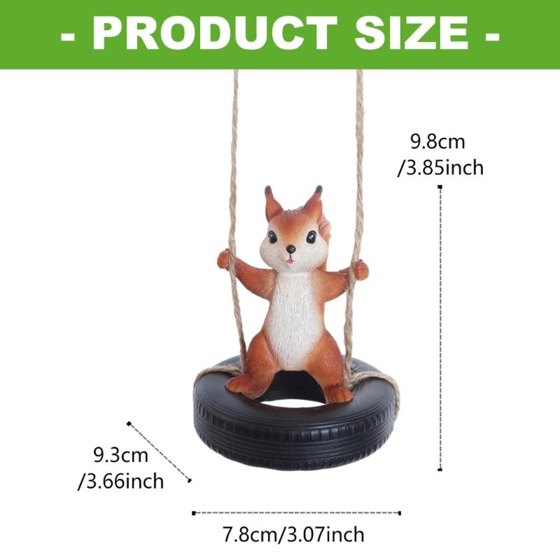 Resin Squirrel On A Tire Swing Figurine Cute Hanging Decors Ornament For Garden Balconies Patios And Home Decoration