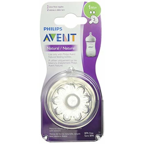 philips avent natural baby bottle nipple, slow flow nipple 1m+, 2pk, scf652/23
