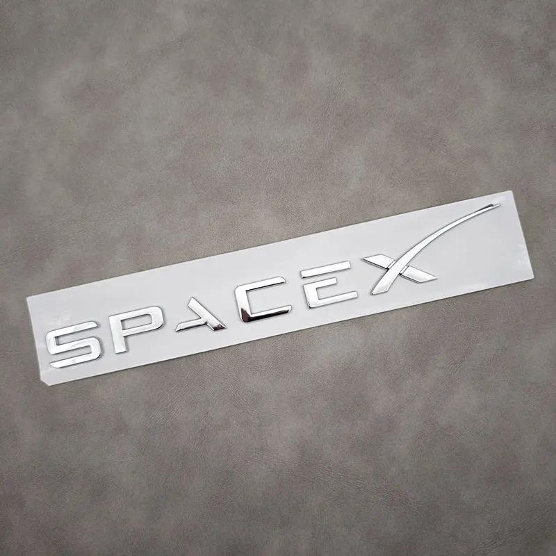 Phbvg5 3D ABS Letters Space X Logo Car Rear Trunk Sticker Badge Emblem For Tesla Model 3 Model X Model S Model Y Auto Decal Accessories