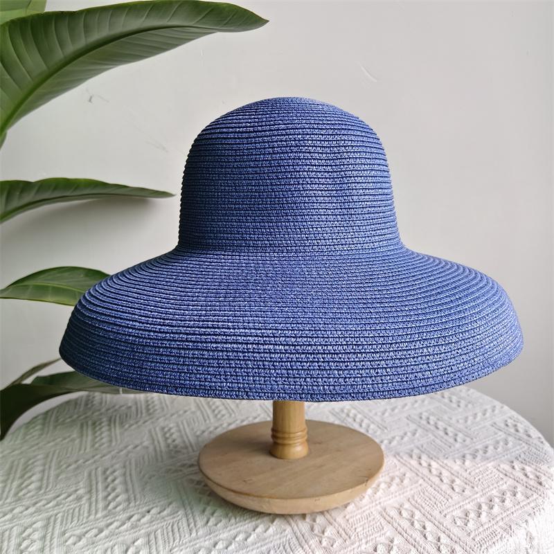 Summer Hepburn Straw Hat Retro Design Large Brim Straw Hat for Women Large Brim Orange New Solid Color Beach Vacation Large Sun