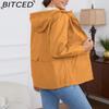 BITCED Hooded Solid-Colour Trench Coat for Women Long-Sleeved Spring/Autumn Lightweight Jacket Casual Style