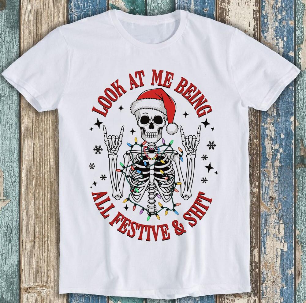 Christmas Lights Festive Skeleton Funny Gift Tee T Shirt 1822
