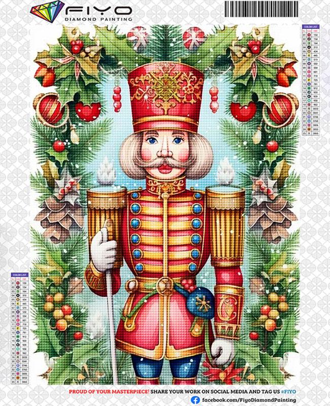 

Алмазная картина Щелкунчик Солдат Алмазная вышивка Мультяшная мозаика Картина из страз Полный набор бусин Искусство Рождественские подарки Round Drill 25x35cm