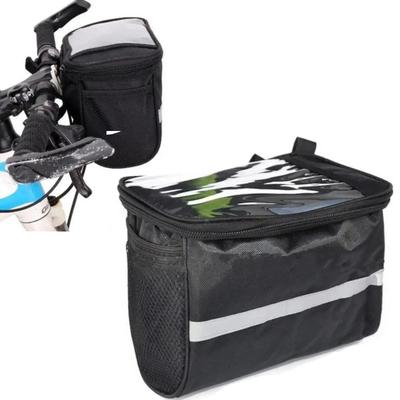 Bicycle Front Handlebar Bag Outdoor Cycling Bike Phone Mount Bags Bike MTB with Reflective Strip Front Bag Handlebar Bag