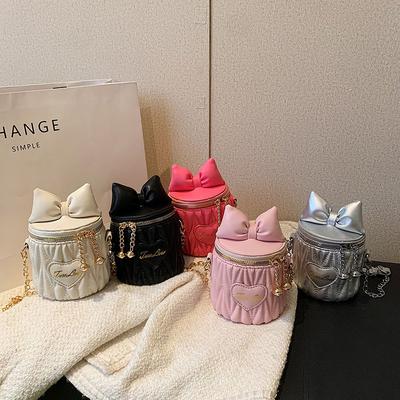 Mini Small Bag - Children's Bag - Chain with Pleats - Bucket-shaped - Infant Small Bag