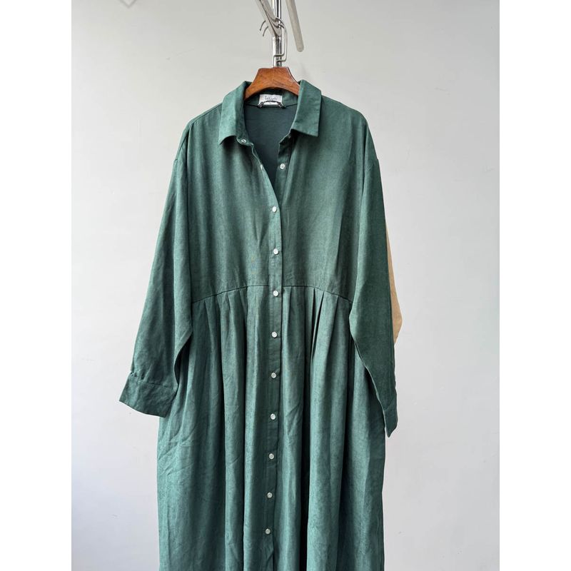 

Export Single Wiya Pure Original Large Mori Girl Style Loose Version Minimalist Khaki/Dark Green Dress Large Dress Dark green One size