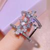 Double-deck Bling Big Zircon Stone  Steling Silver Hip Hop RIng for Women Fashion Wedding Engagement  Best Gift