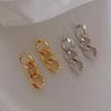 Personality Design Drop Dangle Earrings for Women Hip Hop Rock Jewelry New Charm Gold Color Stainless Steel Twist Stud Ear Gifts