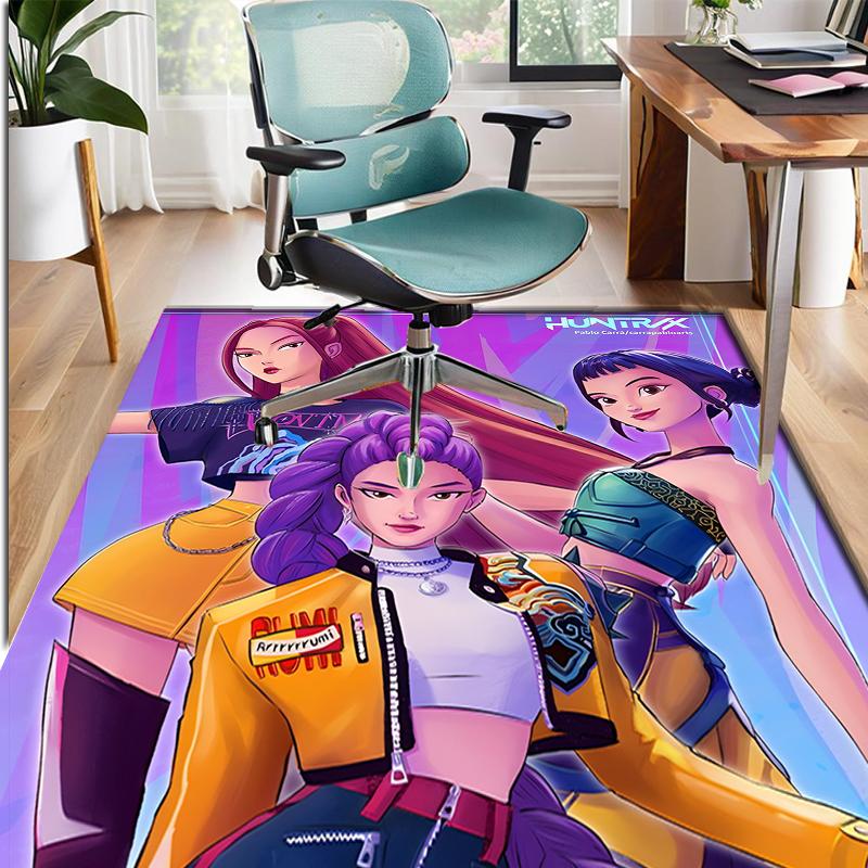 KPop Demon Hunters Pattern Rug, Indoor/Outdoor Mat, for Picnic, Gameroom, Bedroom, Office, Living Room, Home Decor Carpet, Birthday Gift