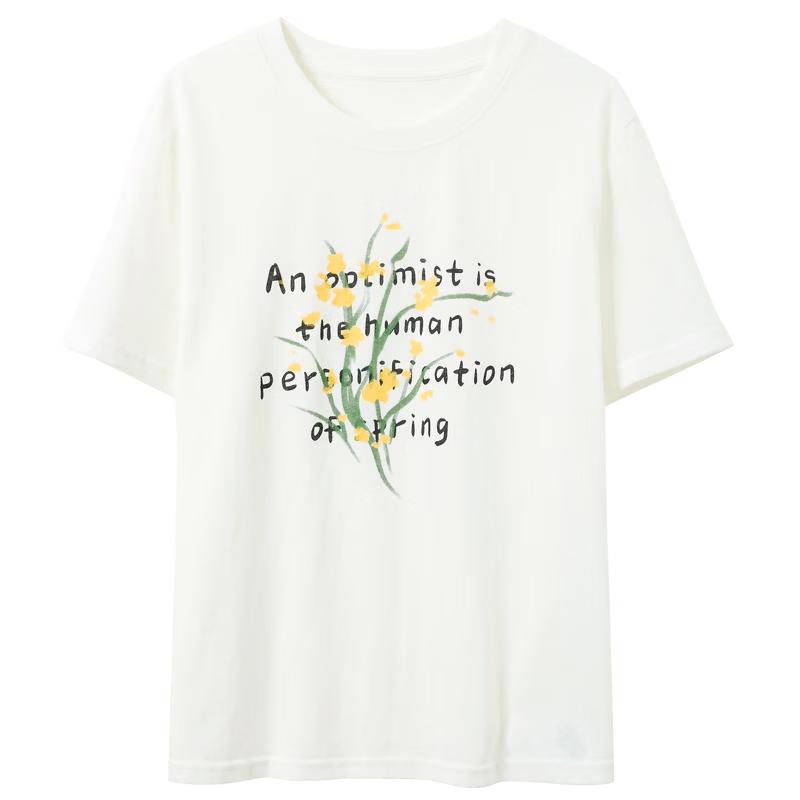 SanCai Women s Alphabet Floral Print Loose T-Shirt XL