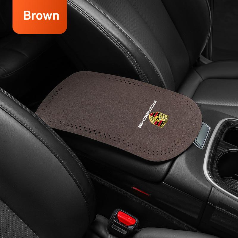 AFEBO1 Car Suede Armrest Protector Mat Cover Center Console Armrest Protective For Porsche 911 718 Taycan Panamera Cayenne Macan Cayman