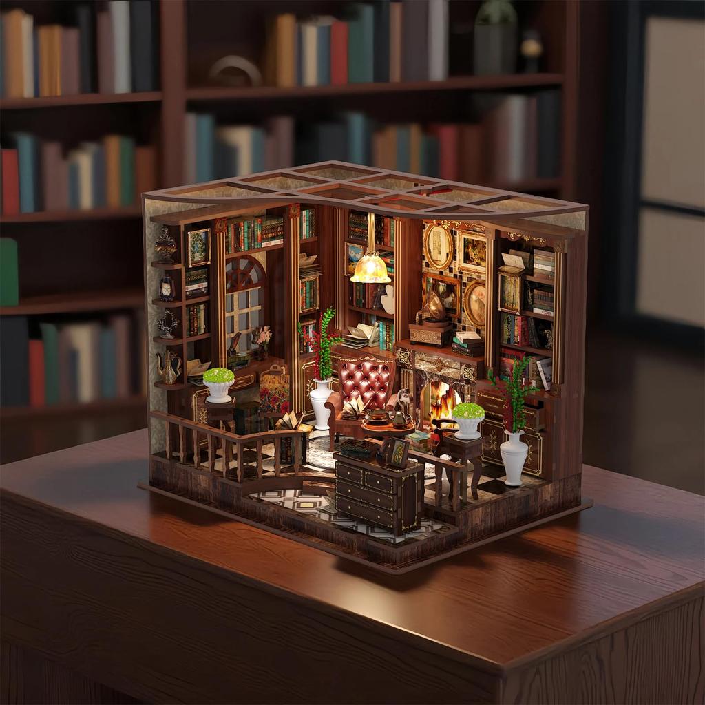 QmXCyzl Wooden DIY Miniature Dollhouse 3D Plastic Model Craft Wood Interior Holiday Craft Handmade Bank Kit, Puzzle, Kit, Kit, Puzzle, Decor, Gift,