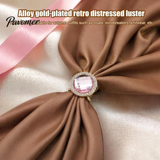 Gold Plated Scarf Holder Cat Eye Stone Silk Button, Vintage Style Alloy Light Luxury Button Buckle, Decorative Anti-slip Clip for Women Coats