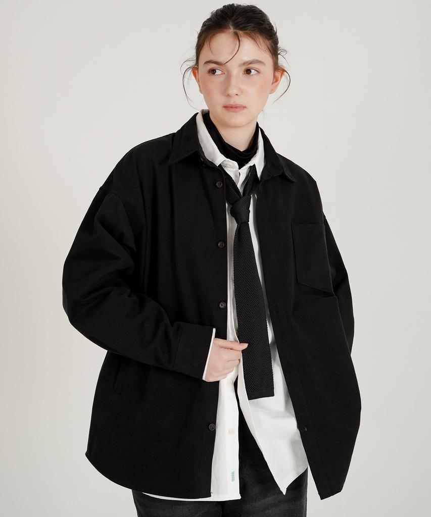 WV PROJECT Duff Oversized Peach Cotton Shirt Black Mjls7774