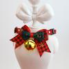 Christmas Pet Collar with Bell Bow Red Green Themed Adjustable Dog Cat Necklace Holiday Party Photo Prop Pet Fashion