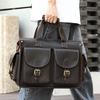 Crazy Horse Leather Men's Business Handbag Large Capacity Meeting Briefcase High End Computer Bag Men