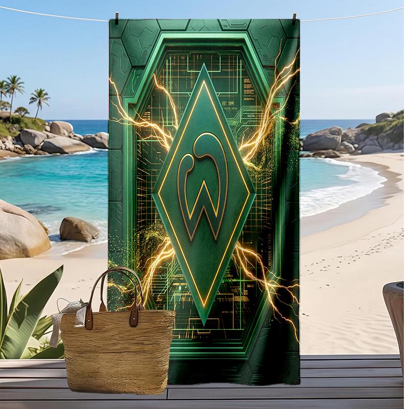 Asciugamano da Spiaggia con Stampa Calcio Werder Bremen, Asciugamano Grande Morbido ad Asciugatura Rapida per Spiaggia Campeggio Nuoto