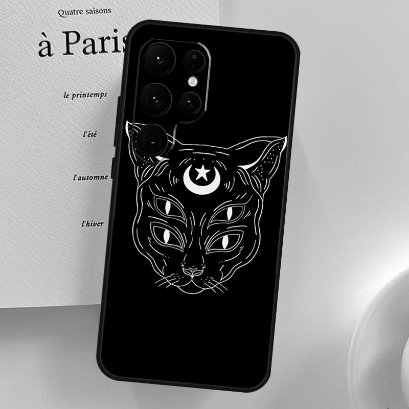 Moon Tarot Witch Cat Case For Samsung Galaxy S26 Ultra S25 S24 S23 S22 S21 S10 Plus S20 FE S25 Ultra Phone Cover