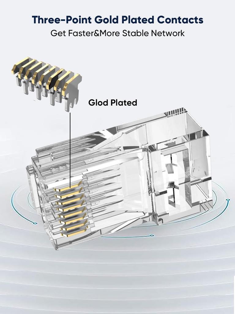 RJ45 CableCreation LAN Pack of for LAN Easy and Resistant to Breaking Connectors, Connectors, Through-Type, 50, Cat6/Cat5e/Cat5 Cables, Wiring,