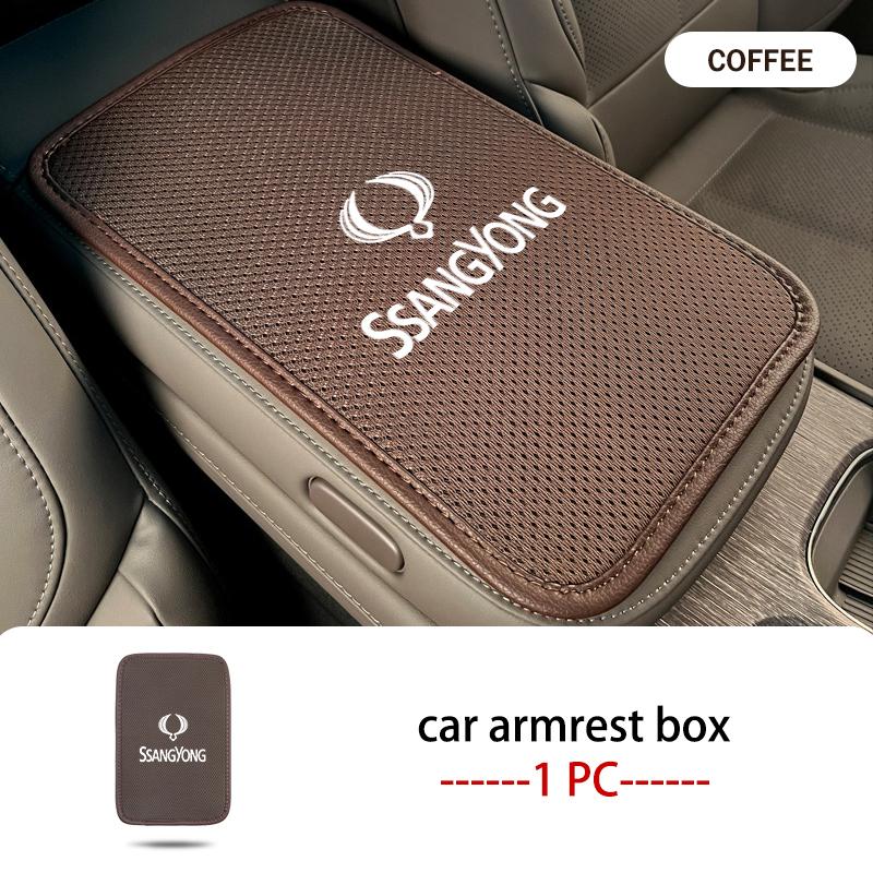 Leather Car Armrest Mat Center Console Protection Cushion Cover For SsangYong Actyon Sport Korando Rexton Kyron Rodius Tivoli