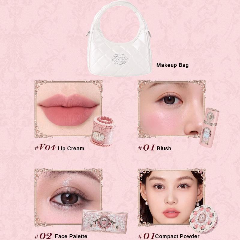 Flower Knows Strawberry Cupid Professional Makeup Set For Women Full Kit Gift Box Eyeshadow Lip Cream Blush Compact Powder Sets