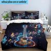 Neon Guitar Melody 3pcs Bedding,Including 1pc Duvet Cover And 2pcs Pillowcases Perfect for Christmas,Ideal for Bedroom, Dormitory