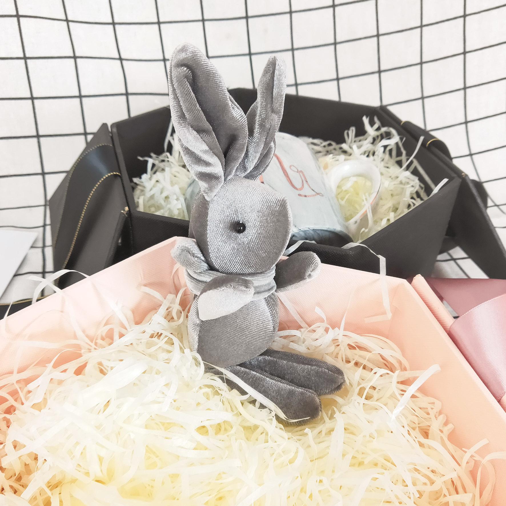 

Серо-розовый плюшевый кролик желаний, мягкая игрушка, короткий плюшевый кролик, подарочное животное серый